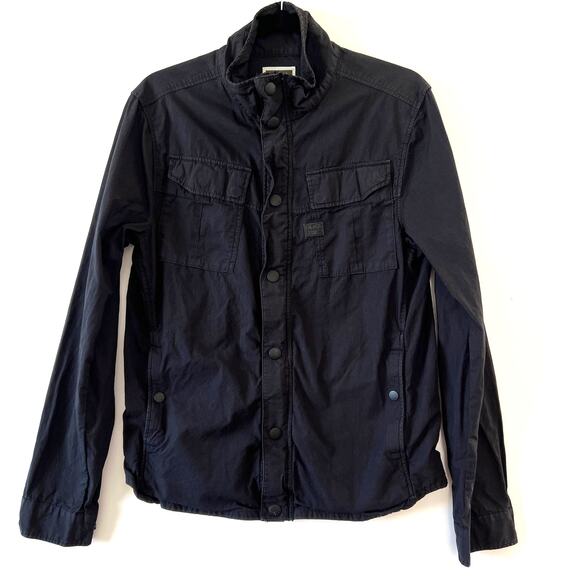 G Star Raw Black Filch Combat Overshirt Light Jacket Men Medium Cargo Ripstop - Picture 1 of 13
